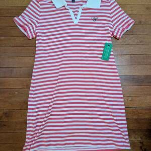 Tommy Hilfiger Women's Open Placket Striped Polo Mini Dress